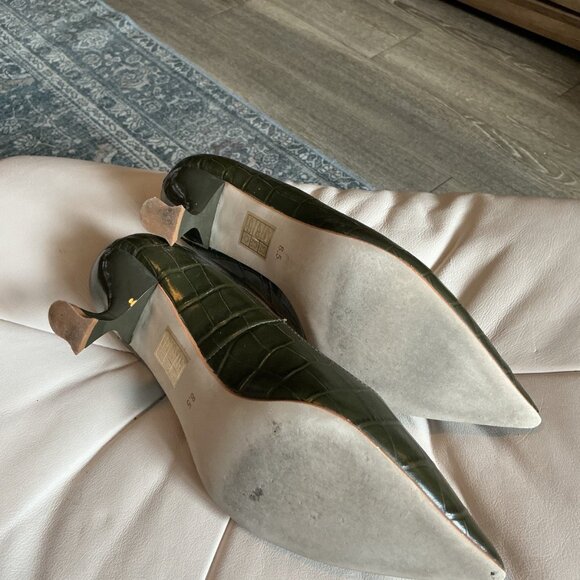 Jeffrey Campbell Olive Green Croc Toten Kitten Heels - Picture 5 of 5